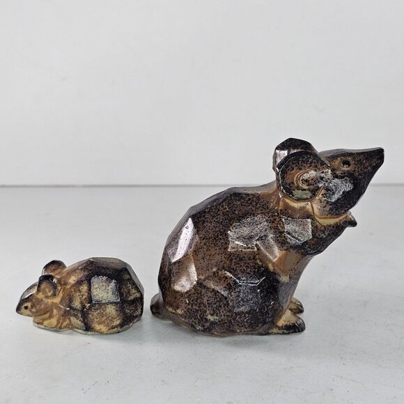 Vintage Geometric Mouse Figurine Set Ceramic Made In Japan - Picture 3 of 8
